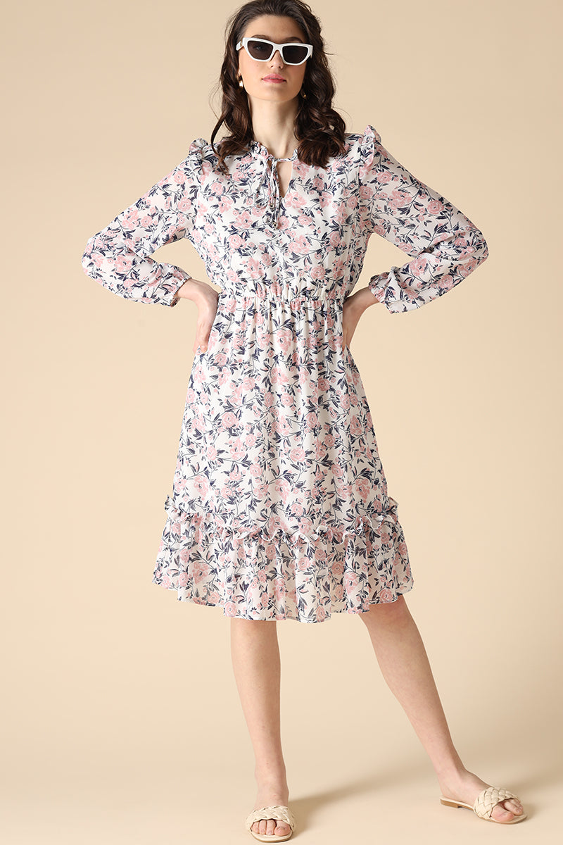 Gipsy White Fashion Georgette Dress