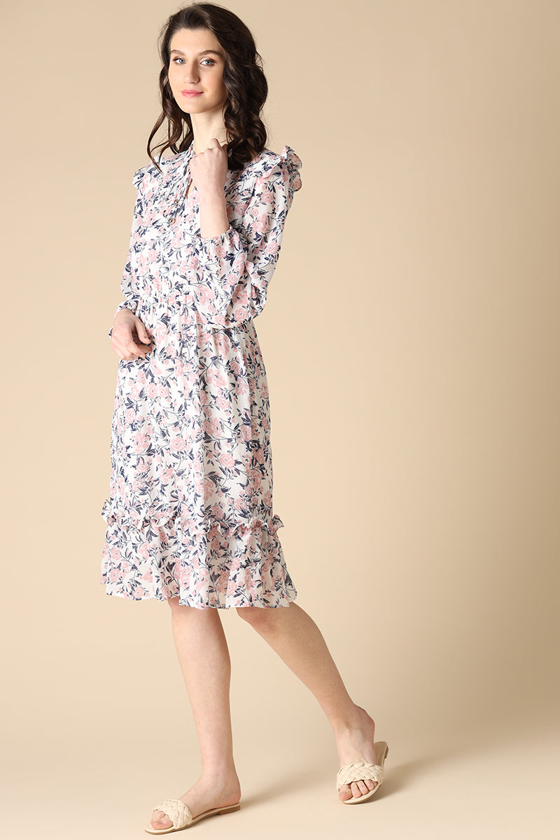 Gipsy White Fashion Georgette Dress