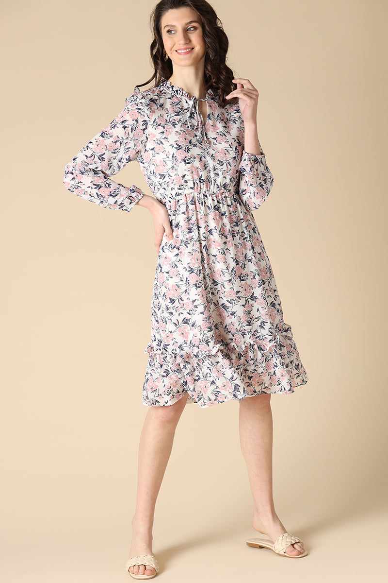 Gipsy White Fashion Georgette Dress