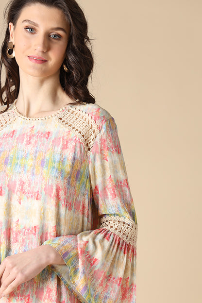 Gipsy Multi Fashion Round Neck Rayon Dress