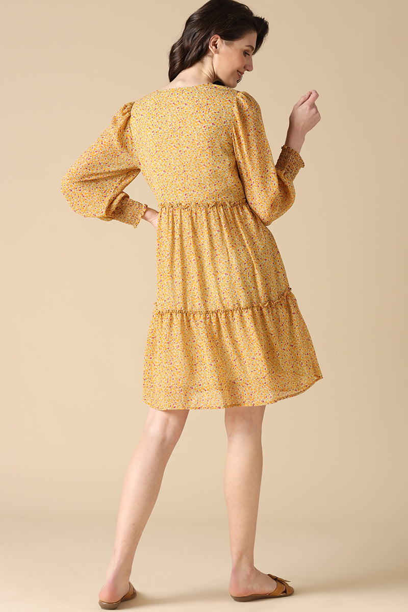 Gipsy Yellow Fashion Georgette Dresses