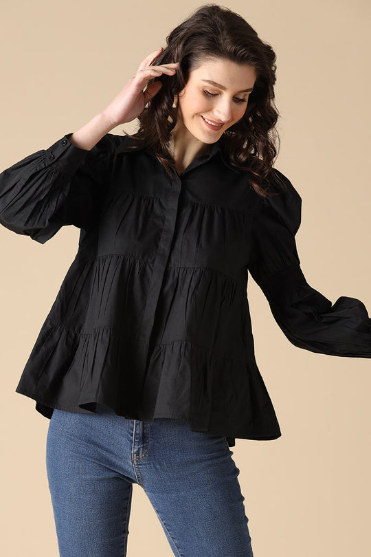 Gipsy Black Fashion Cotton Shirt
