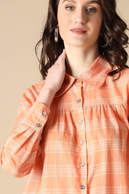 Gipsy Orange Fashion Shirt Collar Cotton Shirt