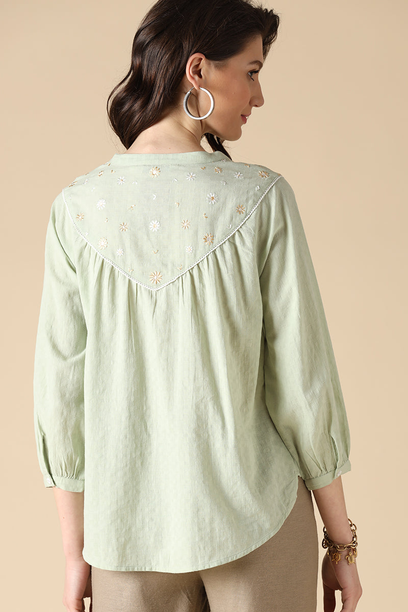 Gipsy Light Green Fashion Cotton Shirt