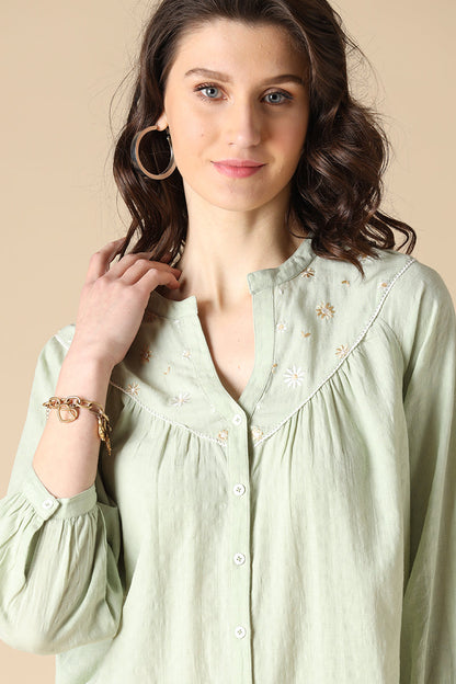 Gipsy Light Green Fashion Cotton Shirt