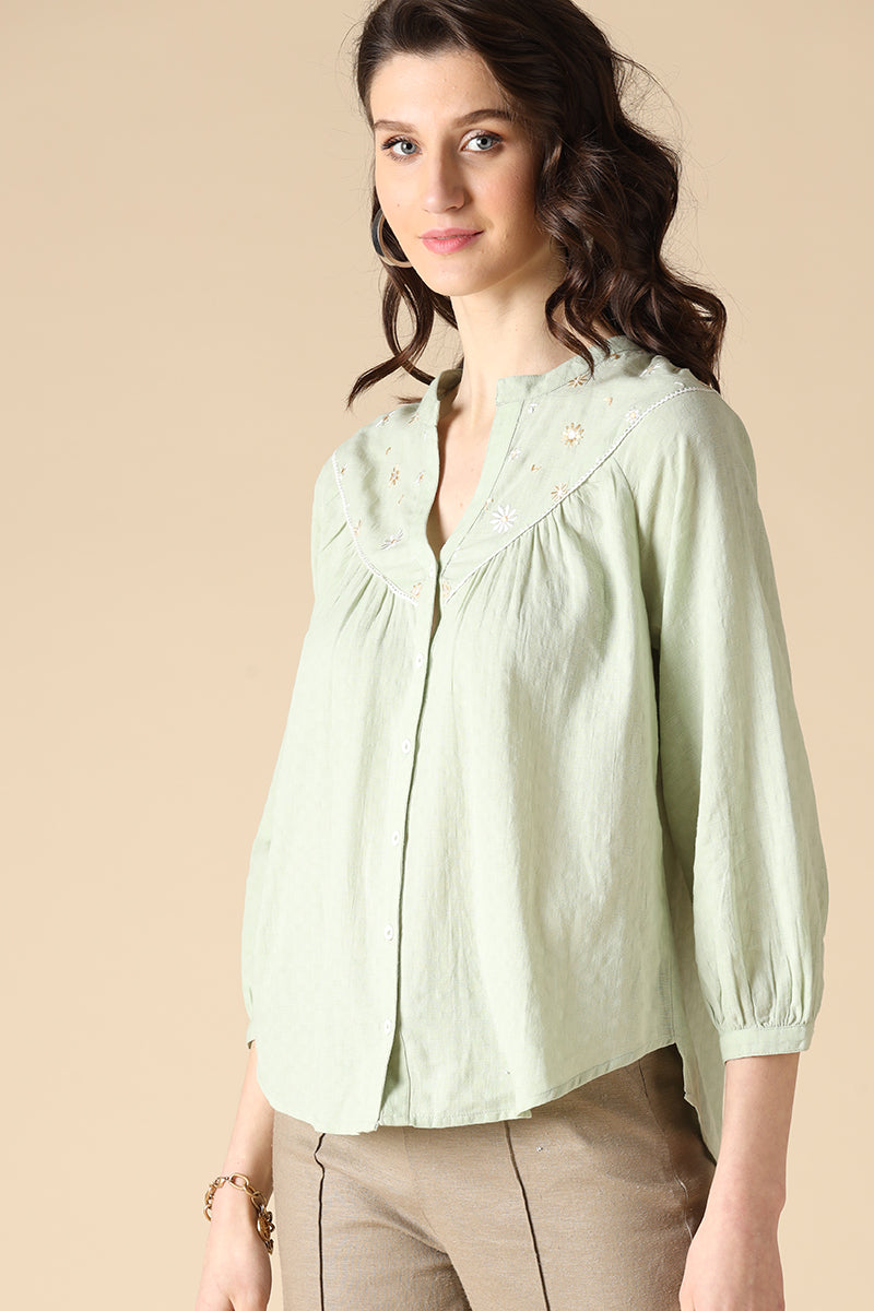 Gipsy Light Green Fashion Cotton Shirt