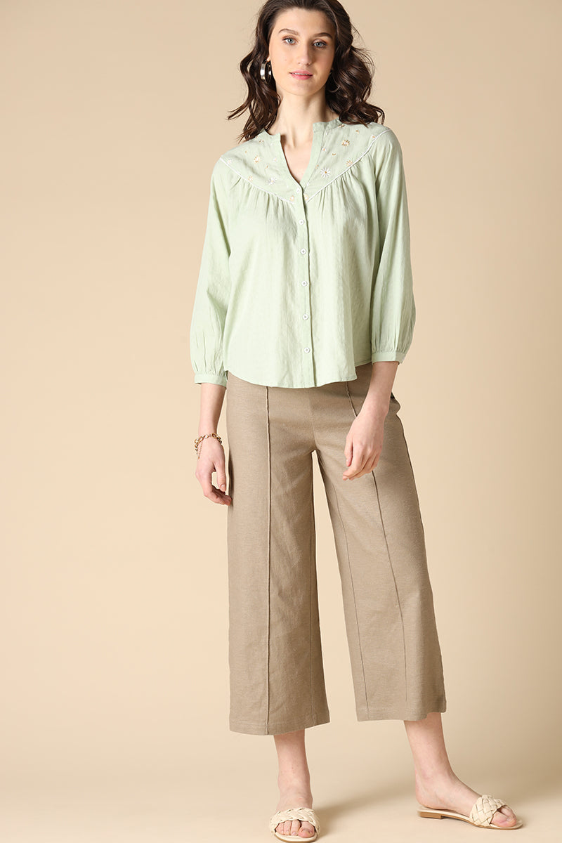 Gipsy Light Green Fashion Cotton Shirt