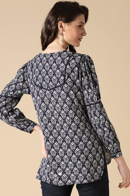 Gipsy Navy Fashion Rayon Blouse