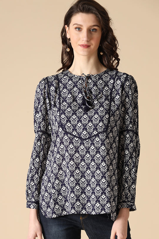 Gipsy Navy Fashion Rayon Blouse