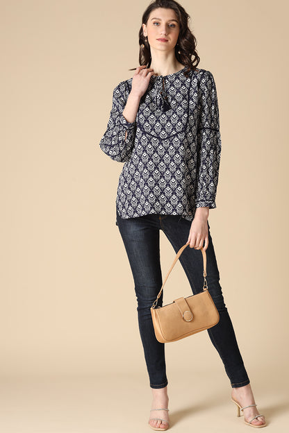 Gipsy Navy Fashion Rayon Blouse