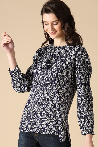 Gipsy Navy Fashion Rayon Blouse