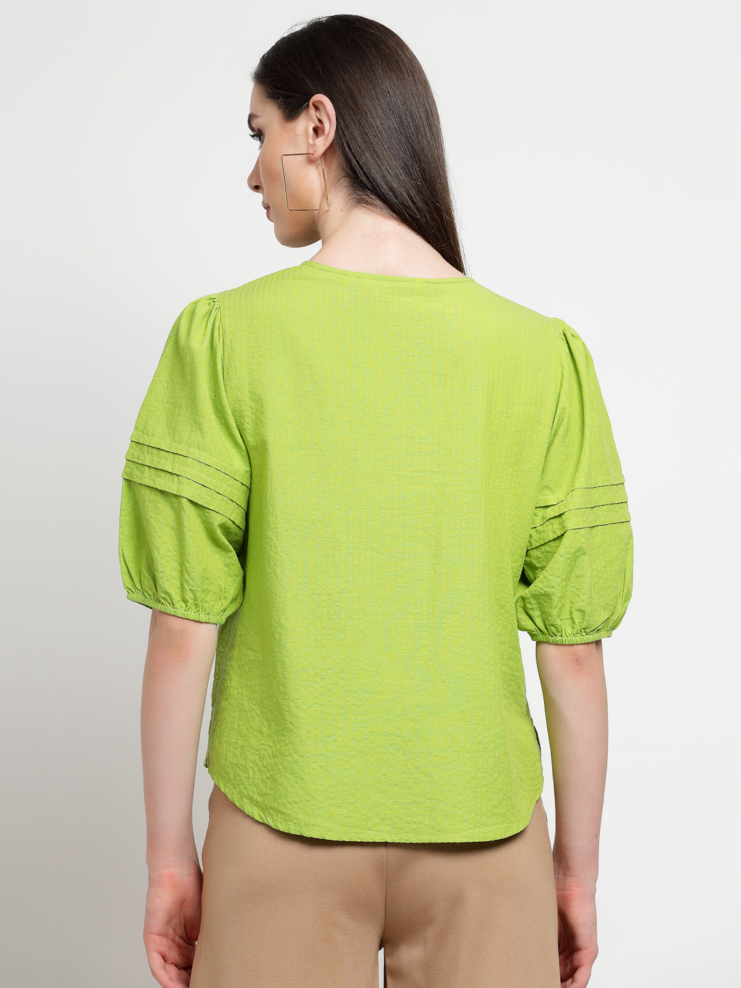 Gipsy Lime Green cotton Stripe Blouse