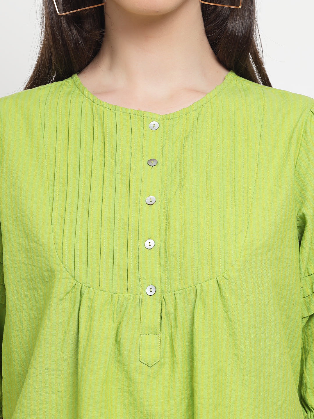 Gipsy Lime Green cotton Stripe Blouse