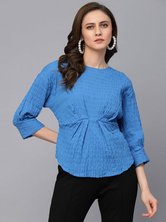 Gipsy Royal Blue Textured Cotton Blouse