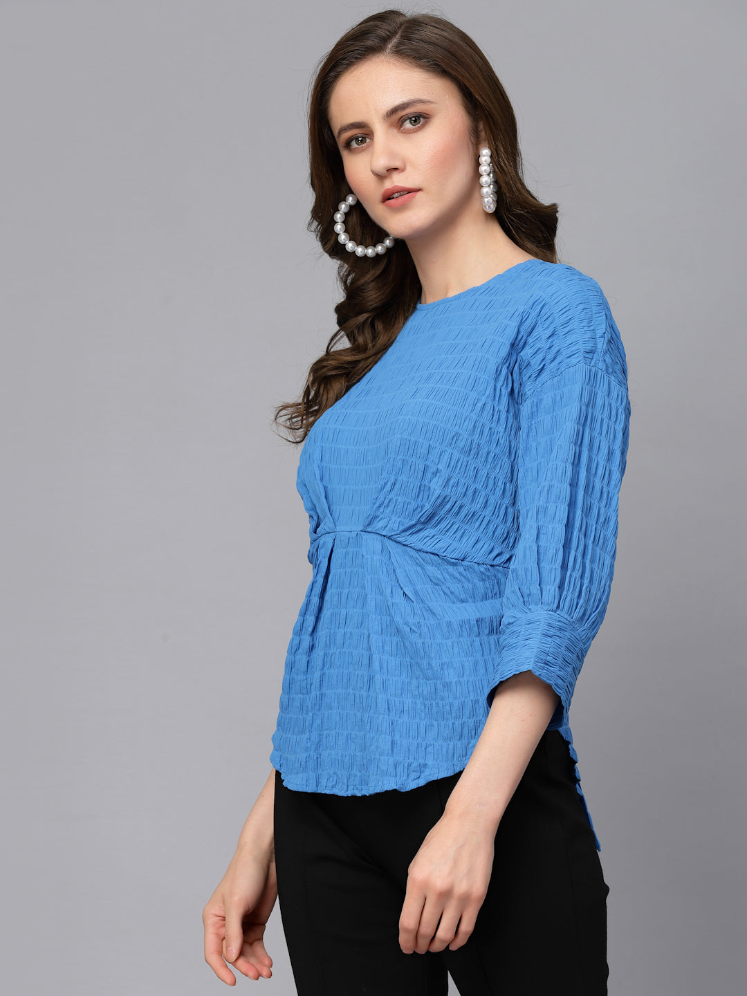 Gipsy Royal Blue Textured Cotton Blouse