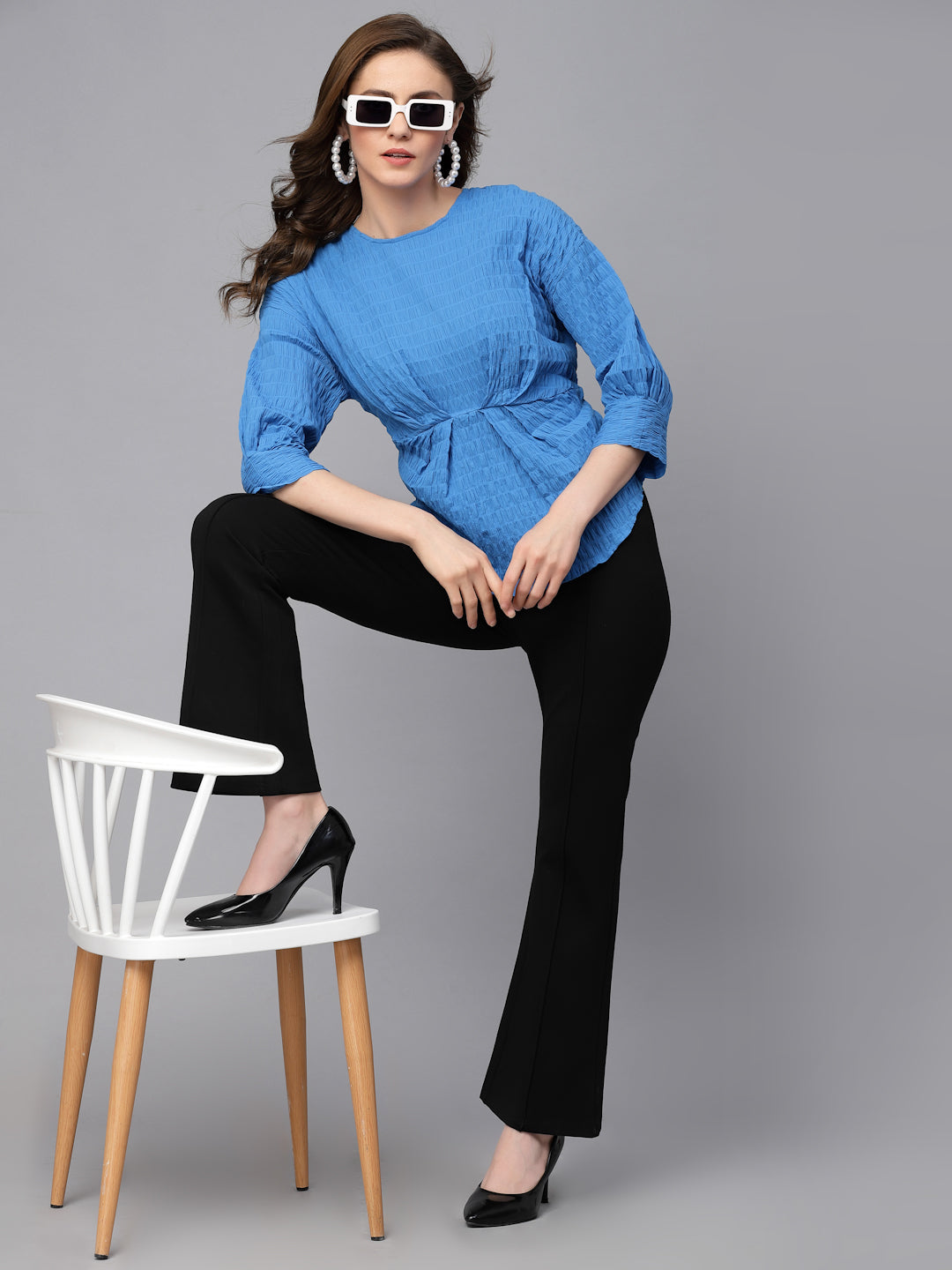 Gipsy Royal Blue Textured Cotton Blouse