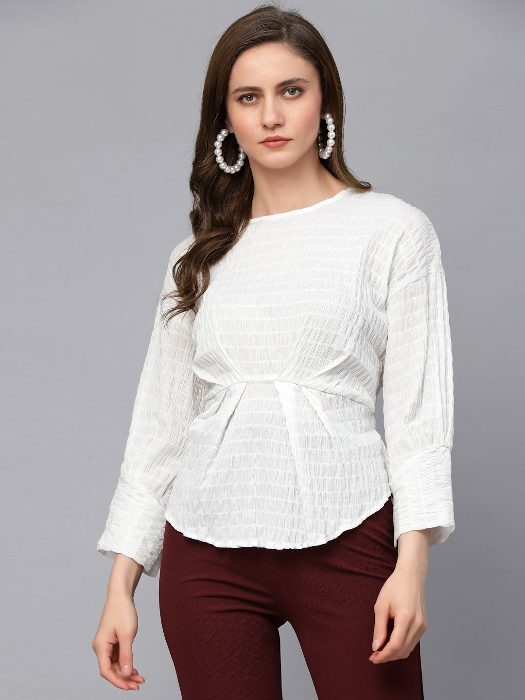 Gipsy White Textured Cotton Blouse