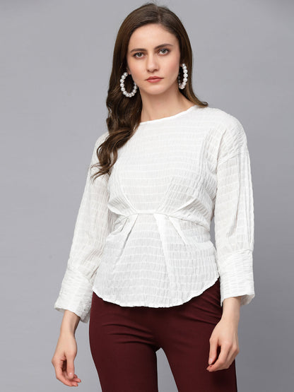 Gipsy White Textured Cotton Blouse