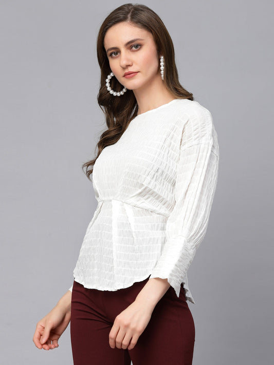 Gipsy White Textured Cotton Blouse
