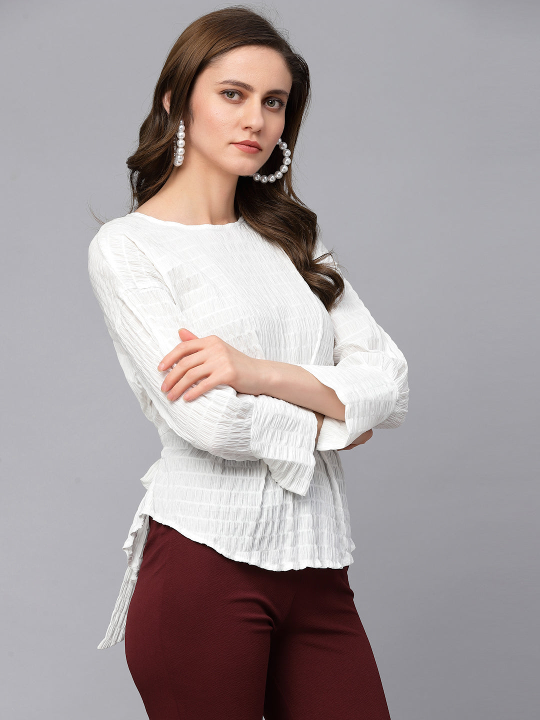 Gipsy White Textured Cotton Blouse