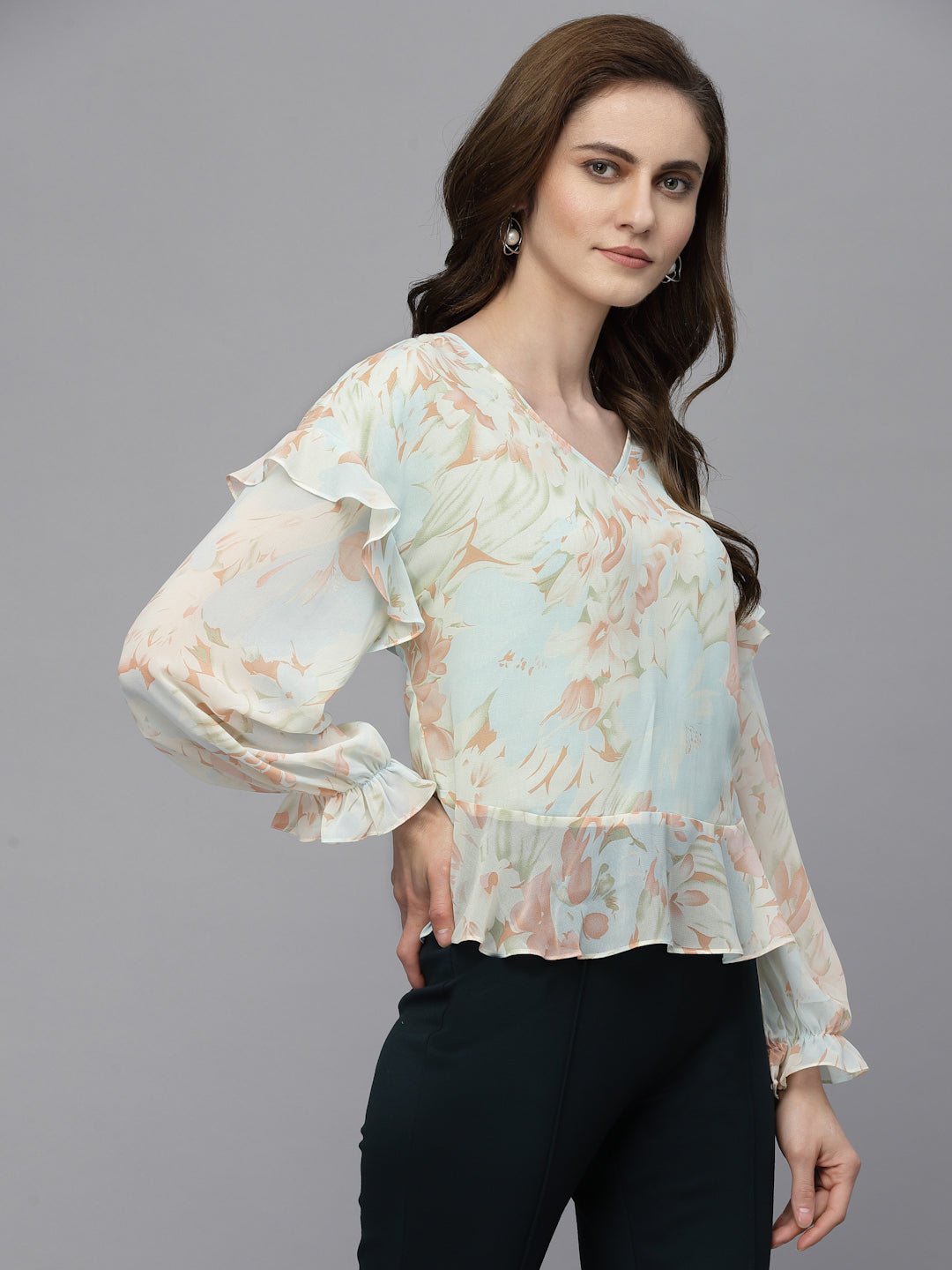 Gipsy Sea Blue Georgette Blouse