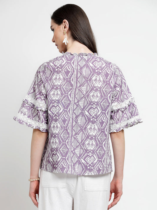 Gipsy Lilac Cotton Print Blouse