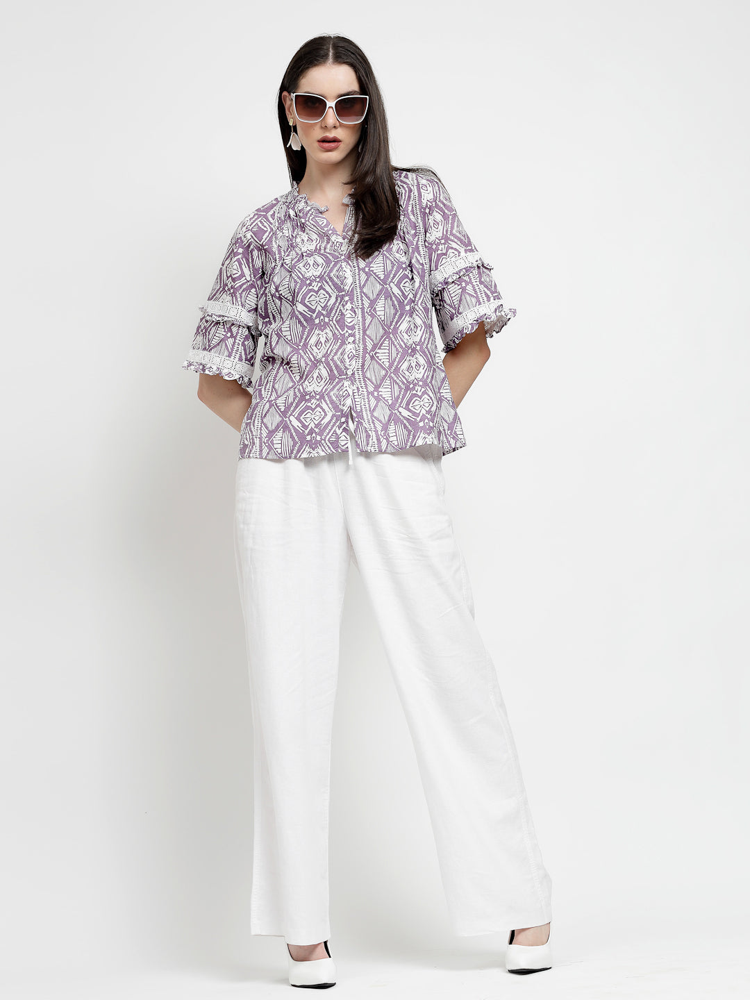 Gipsy Lilac Cotton Print Blouse