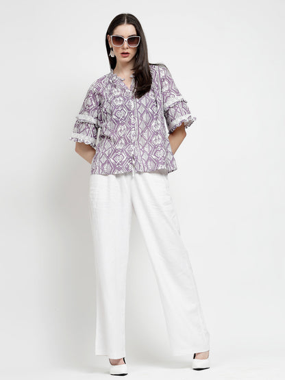 Gipsy Lilac Cotton Print Blouse
