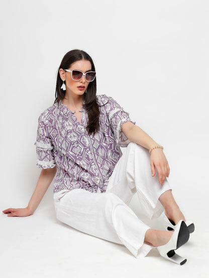 Gipsy Lilac Cotton Print Blouse