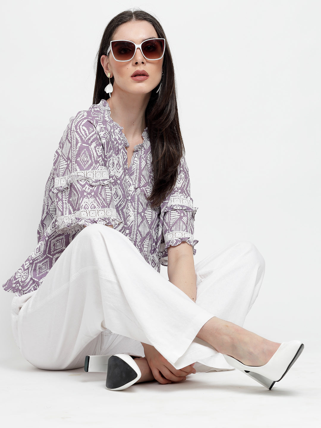 Gipsy Lilac Cotton Print Blouse