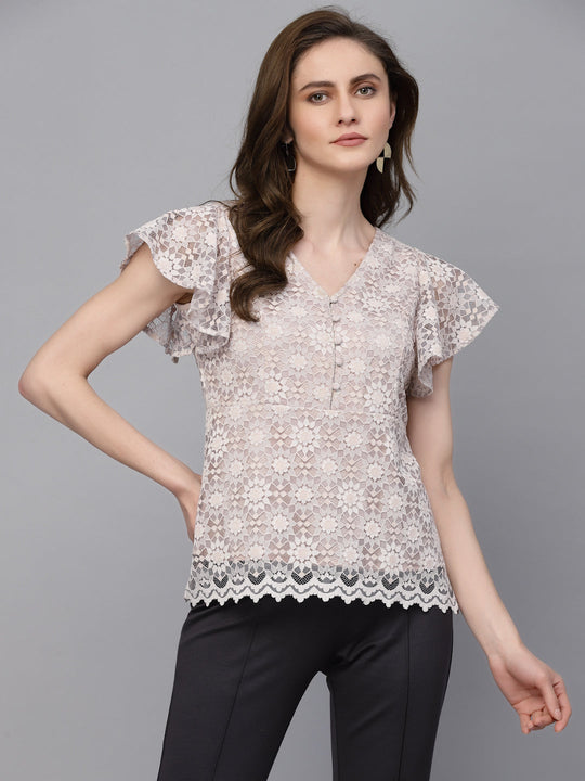 Gipsy Cream Net Fabric Blouse