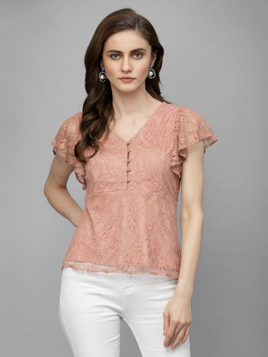 Gipsy Dusky Pink Net Fabric Blouse