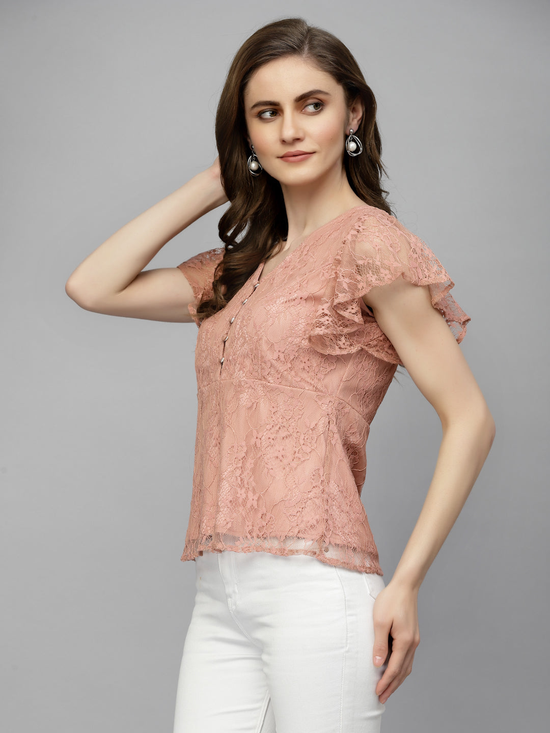 Gipsy Dusky Pink Net Fabric Blouse