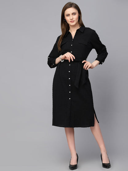 Gipsy Black Textured Cotton Dress