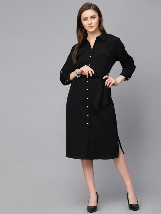 Gipsy Black Textured Cotton Dress