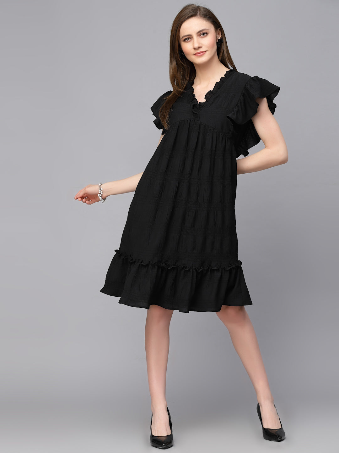 Gipsy Black Polyster  Dress