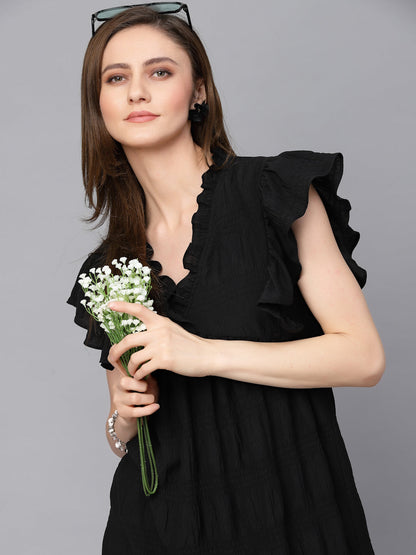 Gipsy Black Polyster  Dress