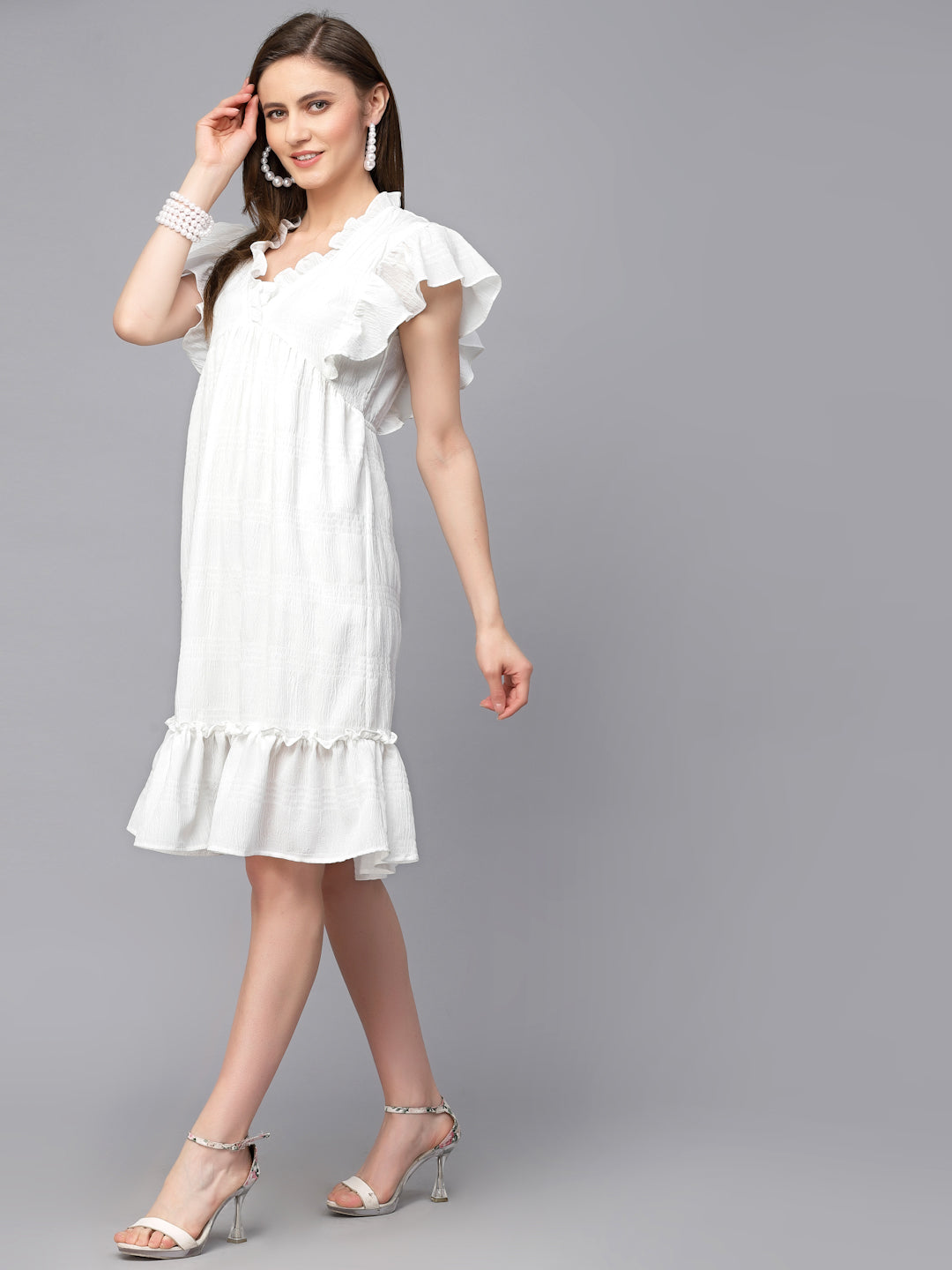 Gipsy White Polyster  Dress