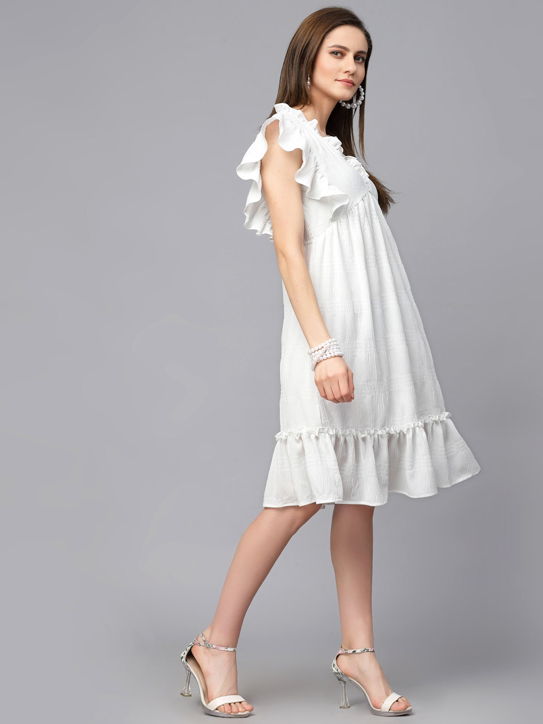 Gipsy White Polyster  Dress