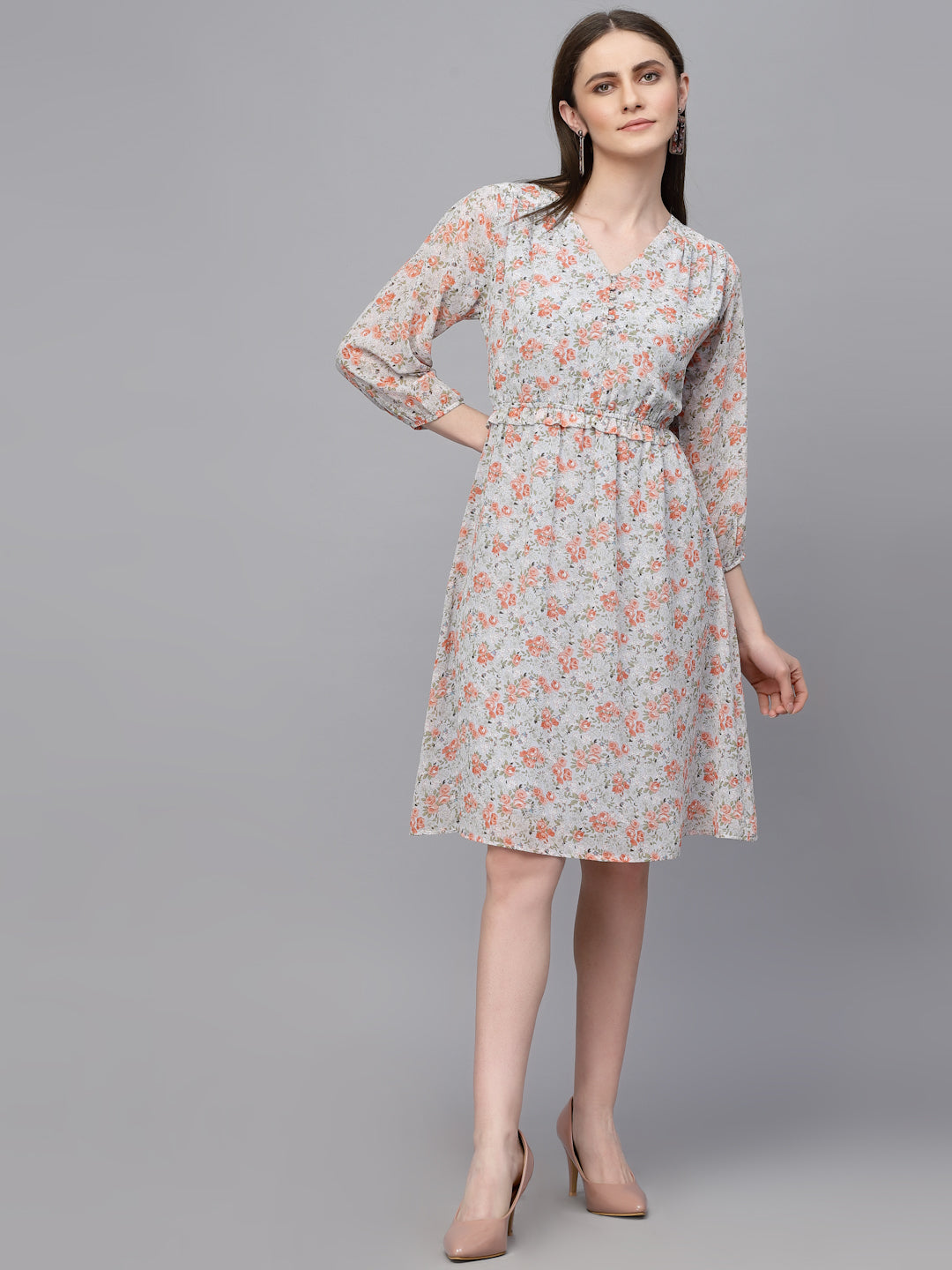 Gipsy Light Grey/D. Grey Georgette Dress