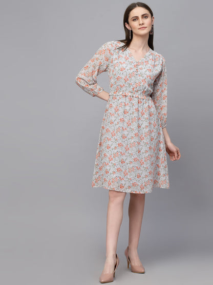 Gipsy Light Grey/D. Grey Georgette Dress