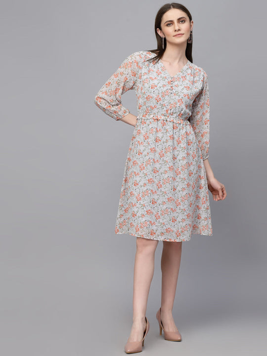 Gipsy Light Grey/D. Grey Georgette Dress