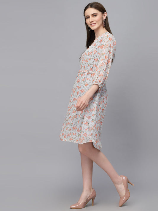 Gipsy Light Grey/D. Grey Georgette Dress