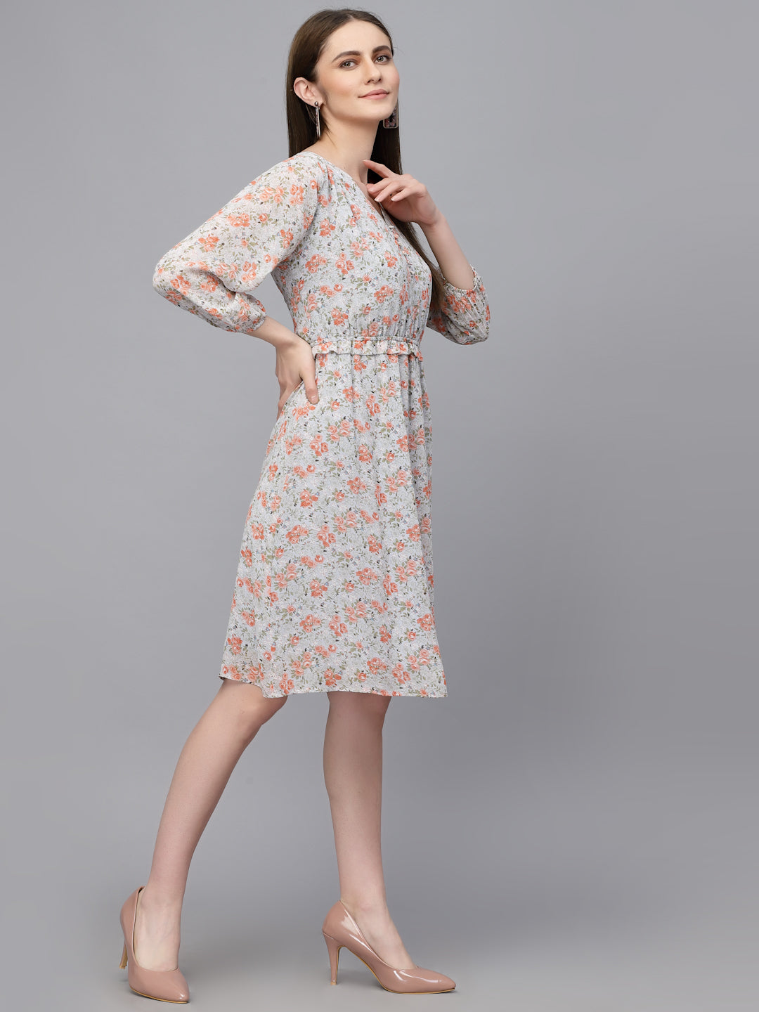 Gipsy Light Grey/D. Grey Georgette Dress
