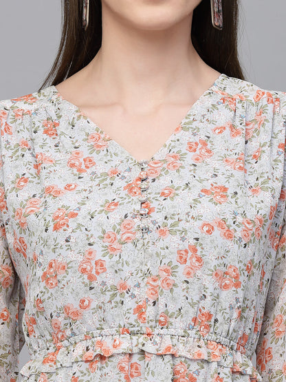 Gipsy Light Grey/D. Grey Georgette Dress