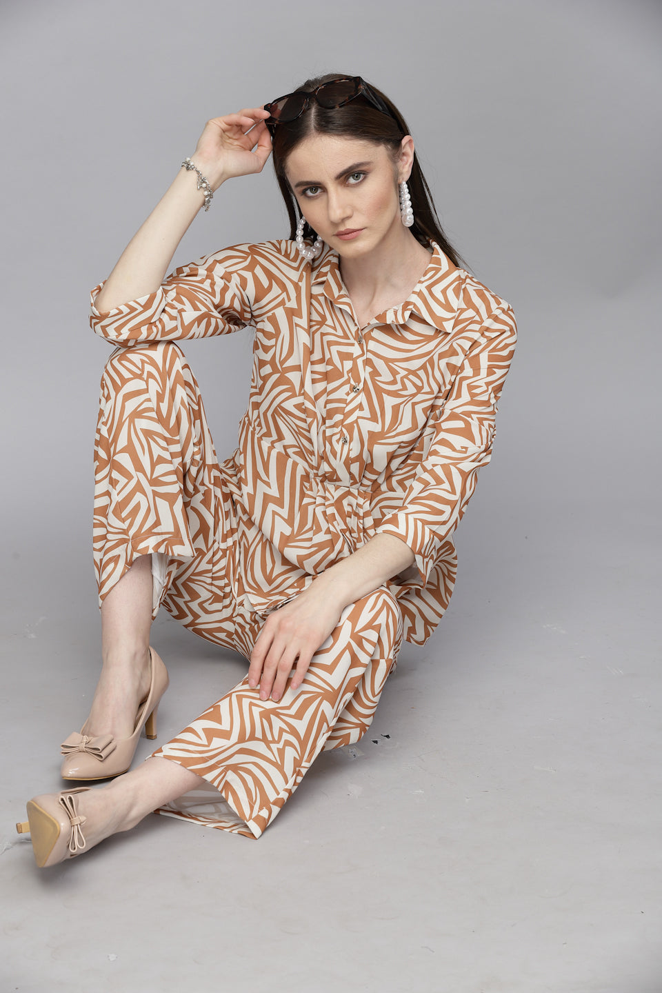 Gipsy Beige Georgette Co-Ord Pant
