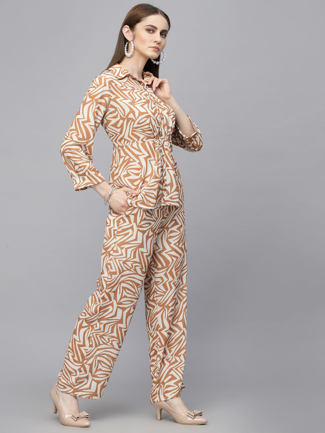 Gipsy Beige Georgette Co-Ord Top