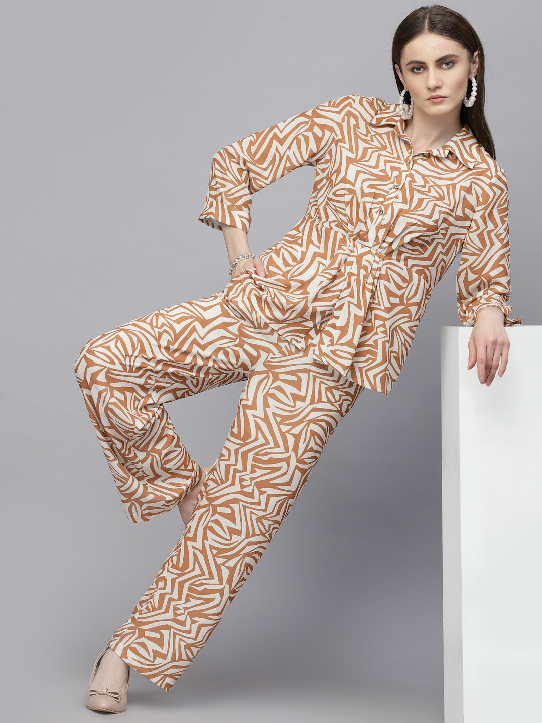 Gipsy Beige Georgette Co-Ord Top