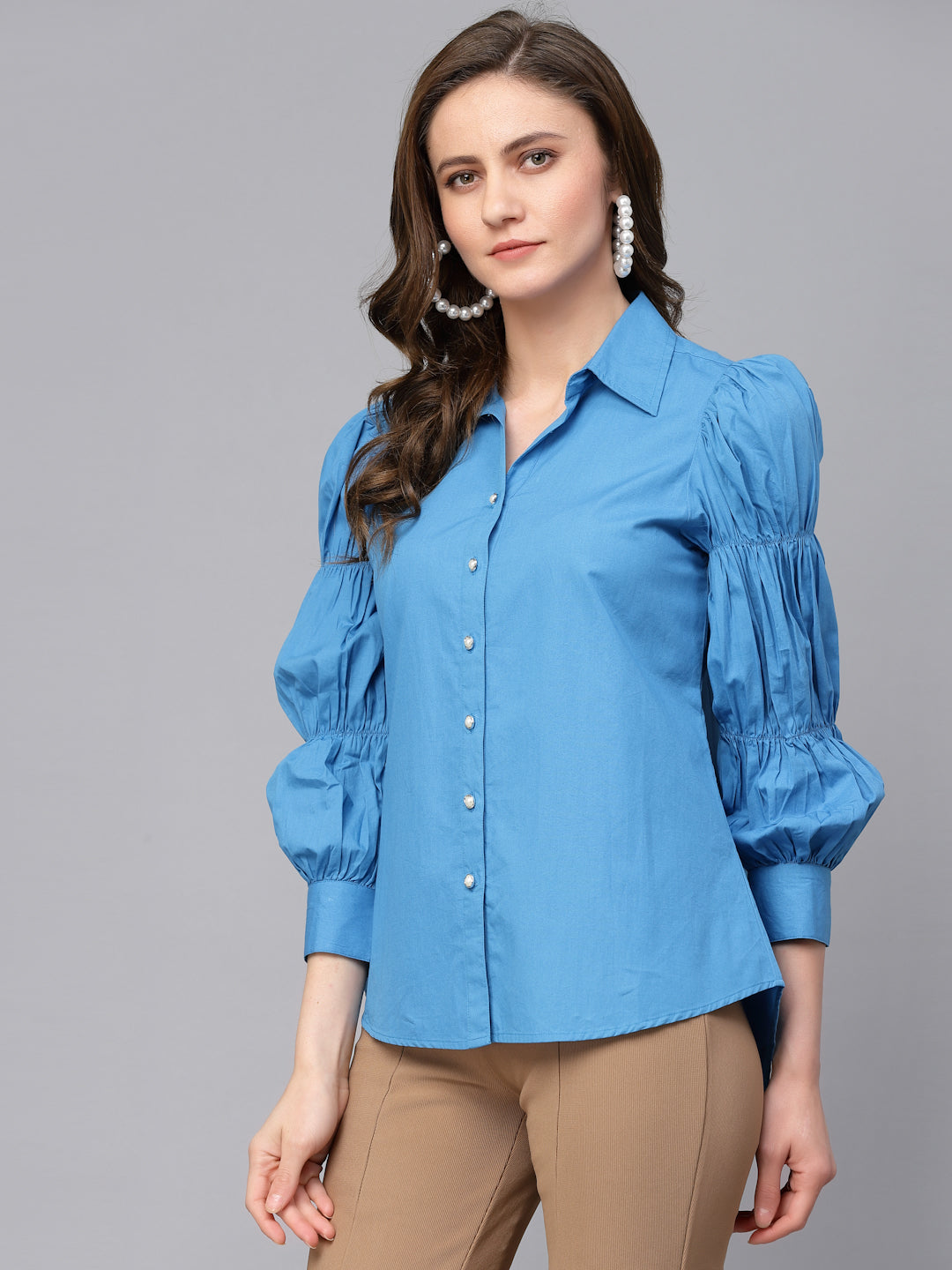 Gipsy Royal Blue Cotton  Shirt