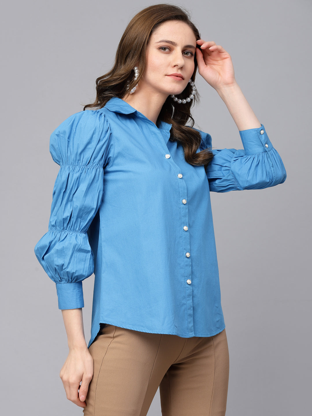 Gipsy Royal Blue Cotton  Shirt